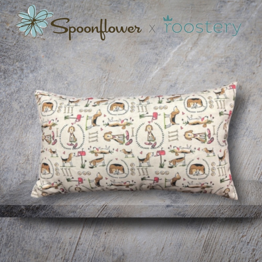 Spoonflower x Roostery Playful Dogs Lumbar Pillow